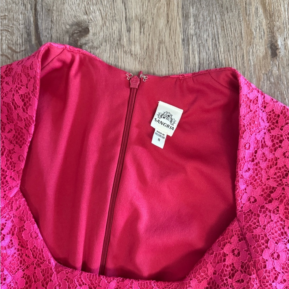 Sangria • Lace Cap Sleeve Dress - Picture 5 of 12